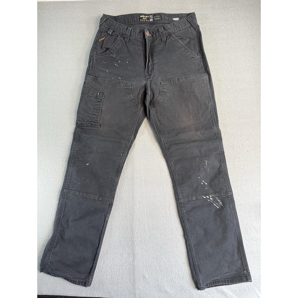 Ariat Rebar M4 Jeans Mens 32x34 Charcoal Gray Relaxed Straight Canvas Work